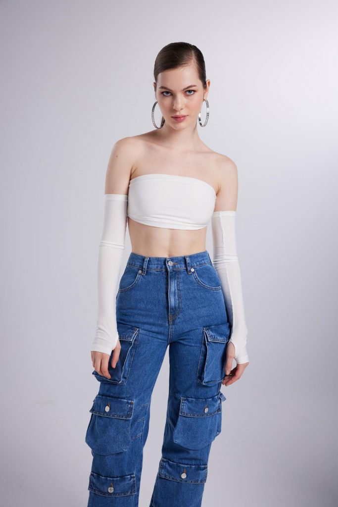Карманы джинсы с высокой талией, свободные, цвет синий, размеры XS / 24, S / 26, M / 28, L / 30 — изображение 3