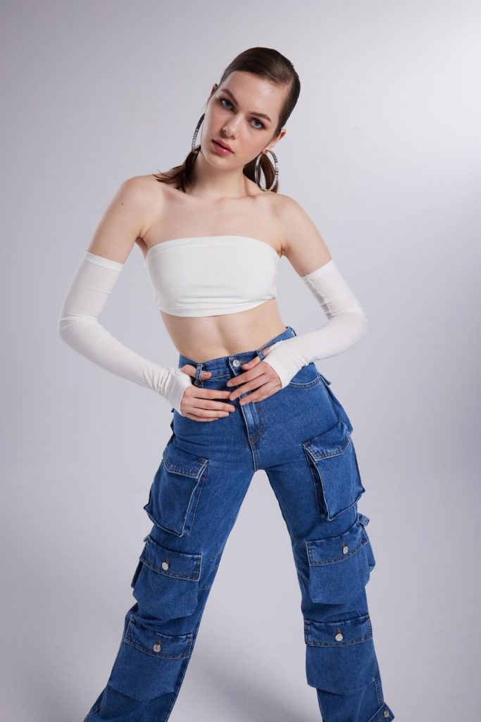 Карманы джинсы с высокой талией, свободные, цвет синий, размеры XS / 24, S / 26, M / 28, L / 30 — изображение 5