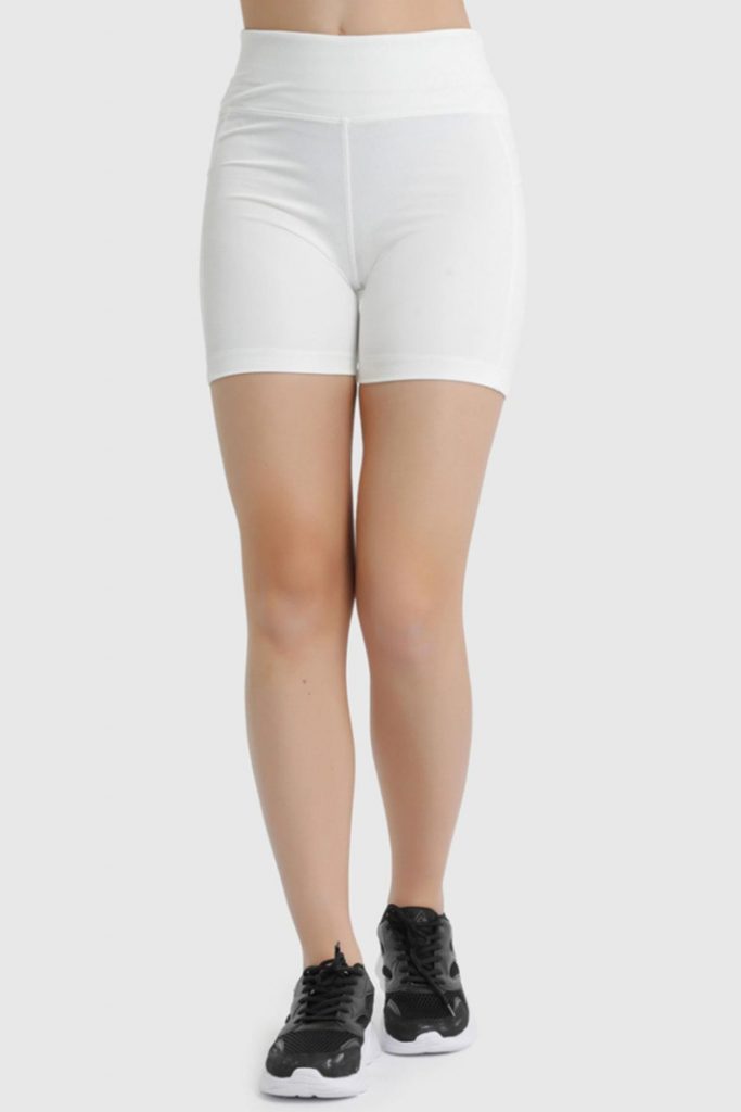 Женские спортивные шорты-леггинсы под брендом Underwear, размеры S, M, L, XL, цвет экрю — изображение 2