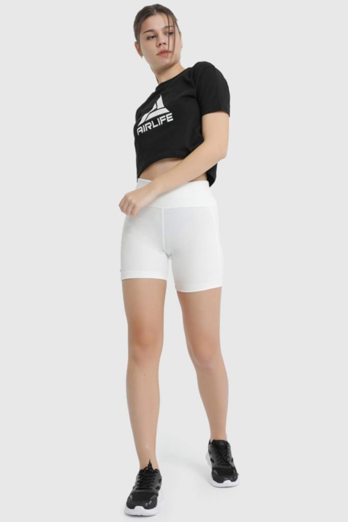 Женские спортивные шорты-леггинсы под брендом Underwear, размеры S, M, L, XL, цвет экрю