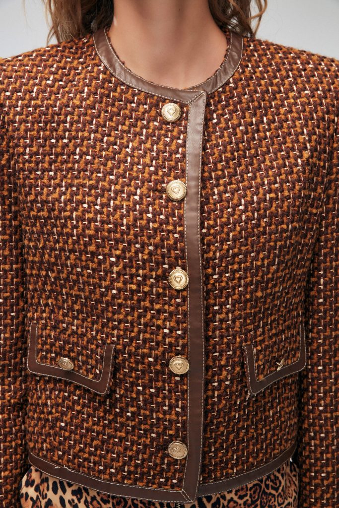 Куртка с кожаными деталями Kahve Moda Tutkusu, модели 119M1974001LMB, стильный фасон, акрил, шерсть, в разные размеры 40-48