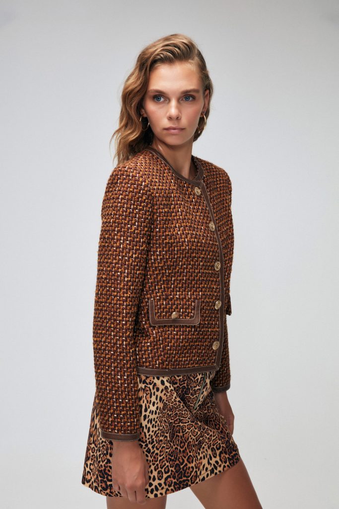 Куртка с кожаными деталями Kahve Moda Tutkusu, модели 119M1974001LMB, стильный фасон, акрил, шерсть, в разные размеры 40-48 — изображение 3