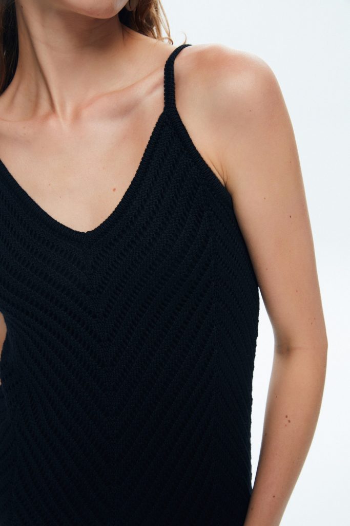 Черное трикотажное платье на бретелях Moda Tutkusu из 100% хлопка, размеры 34, 36, 40, стильный и удобный выбор для любого случая — изображение 9