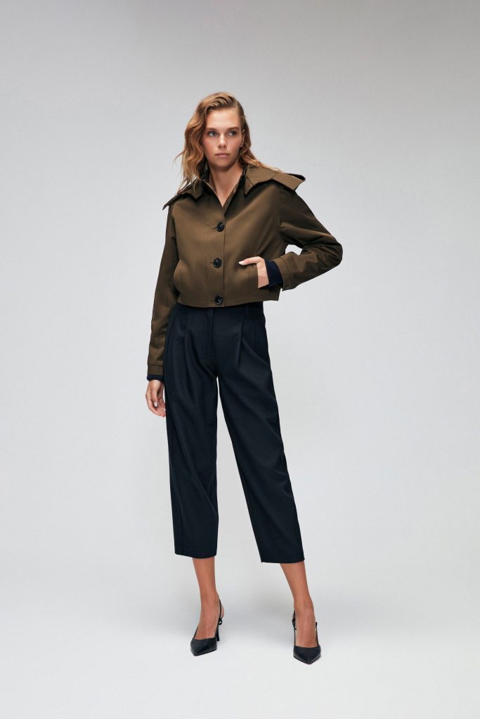 Короткий тренчкот Haki Moda Tutkusu с капюшоном, пуговицами и боковыми карманами, 100% полиэстер, повседневный стиль, размер 40-44 — изображение 6