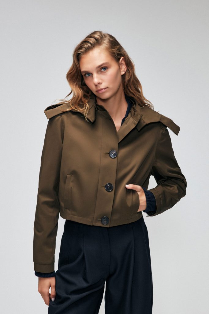 Короткий тренчкот Haki Moda Tutkusu с капюшоном, пуговицами и боковыми карманами, 100% полиэстер, повседневный стиль, размер 40-44 — изображение 5