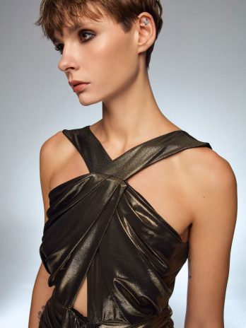 Платье Gold Moda Tutkusu с завязками, 95% полиэстер, 5% ликра, размер 36, идеальная посадка, стильный дизайн