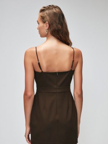 Мини-платье Haki Moda с молнией, облегающим кроем, без рукавов, тип воротника: обнимающий, ткань: 69% полиэстер, 23% вискоза, 8% эластан