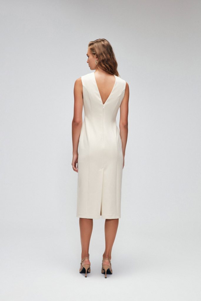 Платье с разрезами Vanilla Moda Tutkusu, облегающего силуэта, без рукавов, с молнией, из ткани с полиэстером, разм. 46 — изображение 3