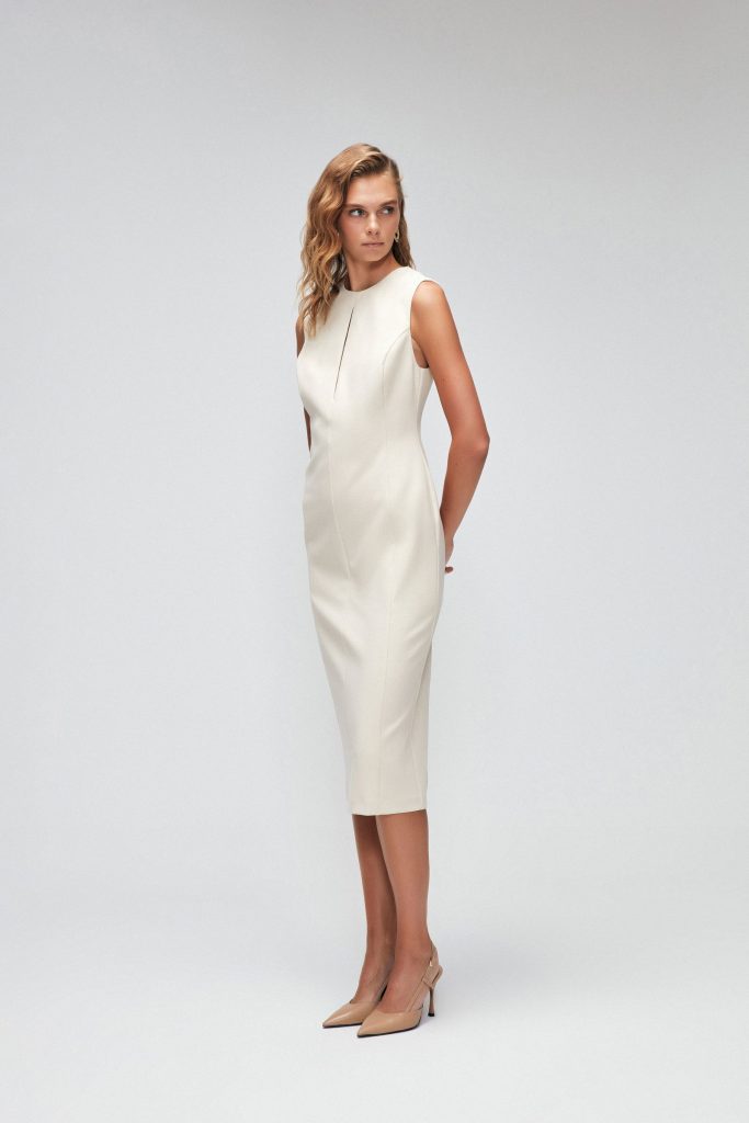 Платье с разрезами Vanilla Moda Tutkusu, облегающего силуэта, без рукавов, с молнией, из ткани с полиэстером, разм. 46 — изображение 2