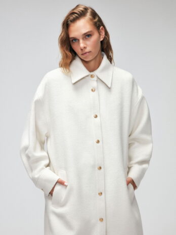 Куртка с кнопками Moda Tutkusu, мужской воротник, свободный крой, акрил, полиэстер, повседневный стиль, размеры 44 и 46