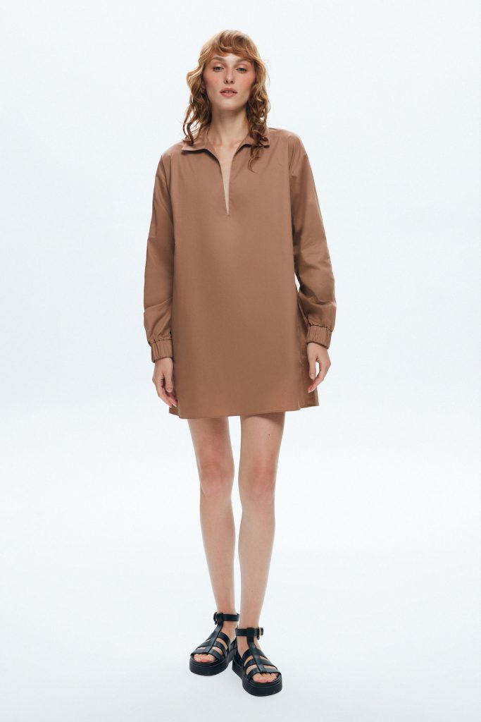 Элегантное платье V-образным вырезом Vizon Moda Tutkusu из 100% хлопка, размеры 34 и 40, подходит для стирки в машине — изображение 8