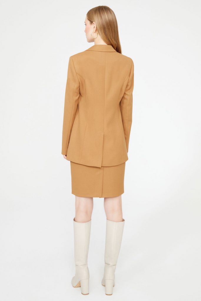 Куртка Blazer с карманами Camel от MAVI, 64% полиэстер, 34% вискоза, 2% эластан, долгое рукава, размер S-XXL, элегантный стиль — изображение 3