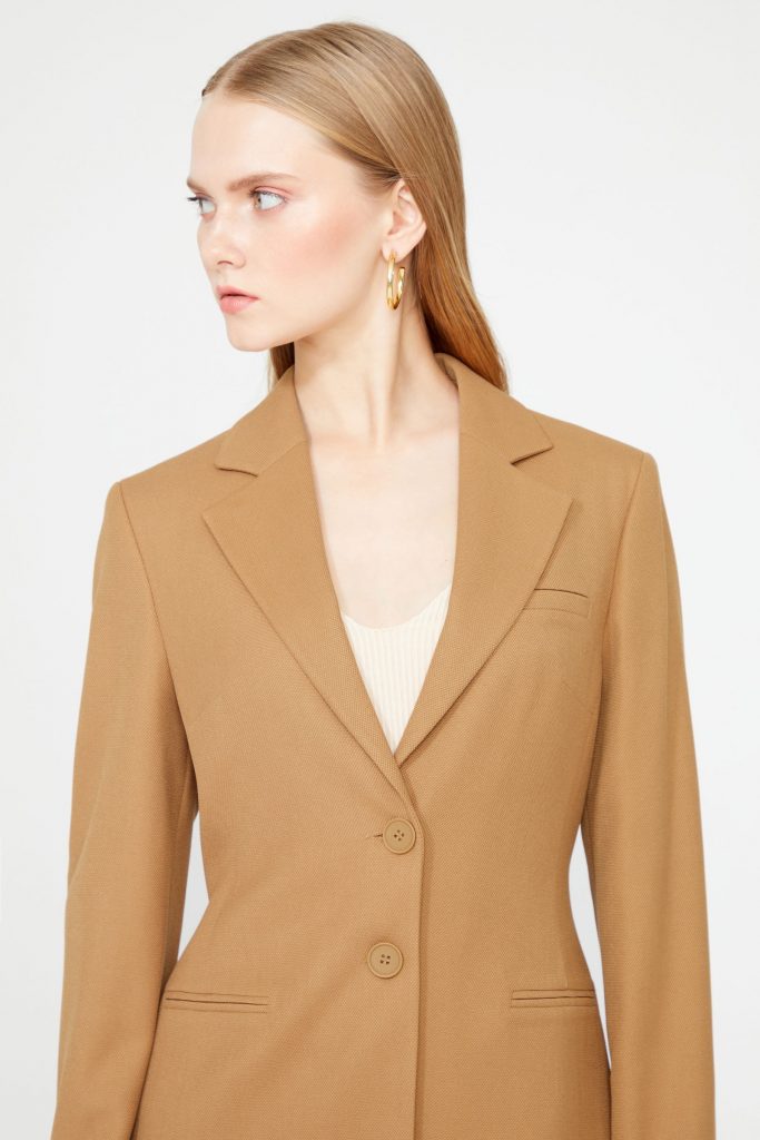 Куртка Blazer с карманами Camel от MAVI, 64% полиэстер, 34% вискоза, 2% эластан, долгое рукава, размер S-XXL, элегантный стиль — изображение 5