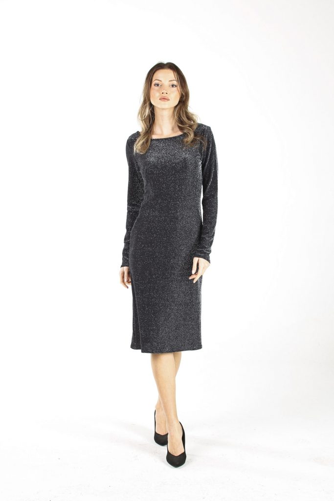 Платье ALİSDRESS с серебряными блестками, длинные рукава, вырез на спине, размер S, цвет: серебряный, длина 104 см, подходит для утонченного стиля