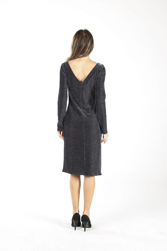 Платье ALİSDRESS с серебряными блестками, длинные рукава, вырез на спине, размер S, цвет: серебряный, длина 104 см, подходит для утонченного стиля — изображение 3