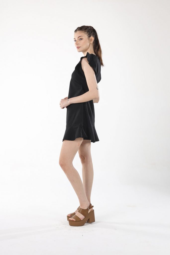 Черное мини-платье с volanami, 100% хлопок, размеры S, M, L, XL, для изысканного стиля — изображение 4
