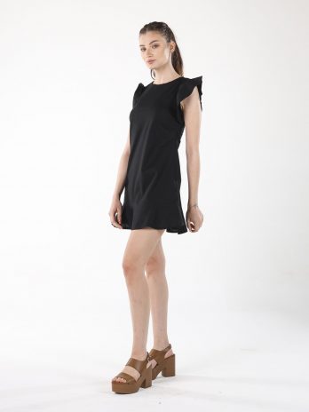 Черное мини-платье с volanami, 100% хлопок, размеры S, M, L, XL, для изысканного стиля