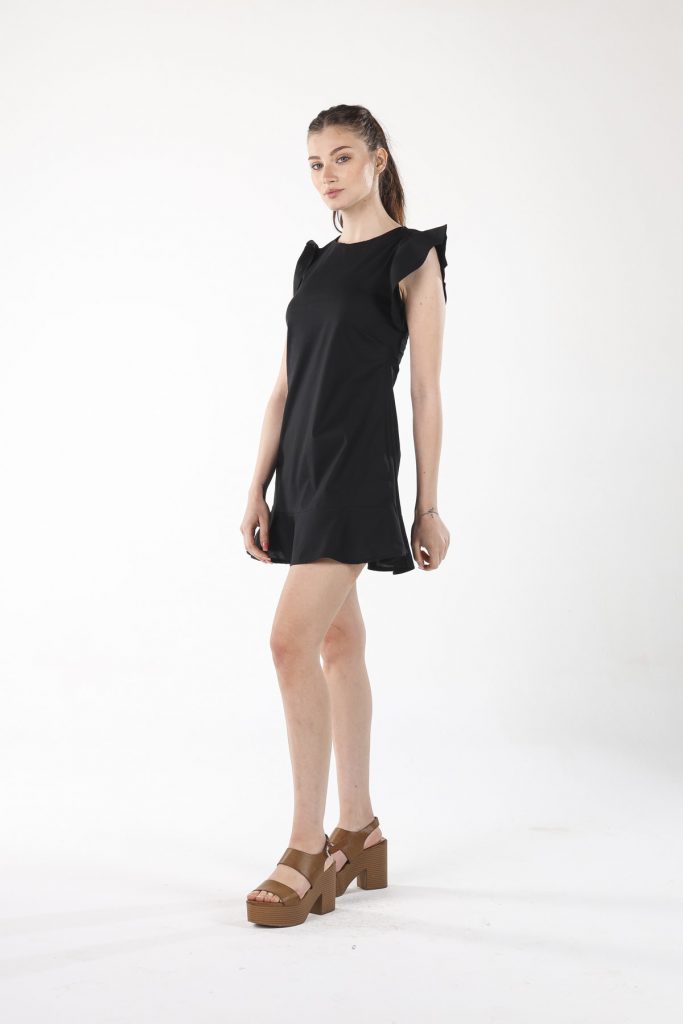 Черное мини-платье с volanami, 100% хлопок, размеры S, M, L, XL, для изысканного стиля