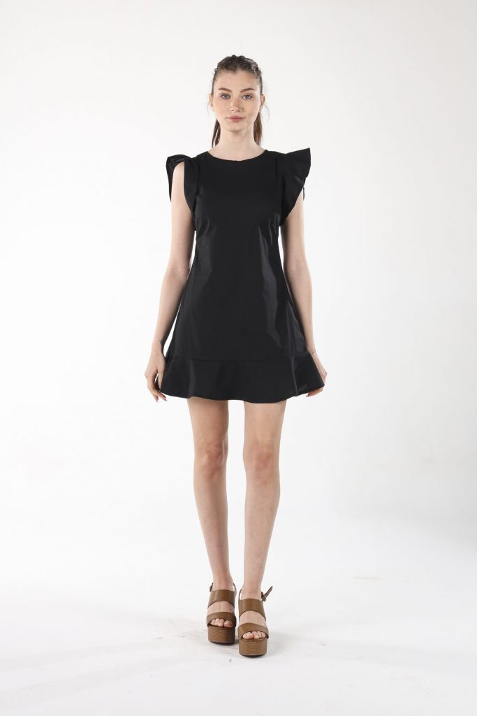 Черное мини-платье с volanami, 100% хлопок, размеры S, M, L, XL, для изысканного стиля — изображение 3