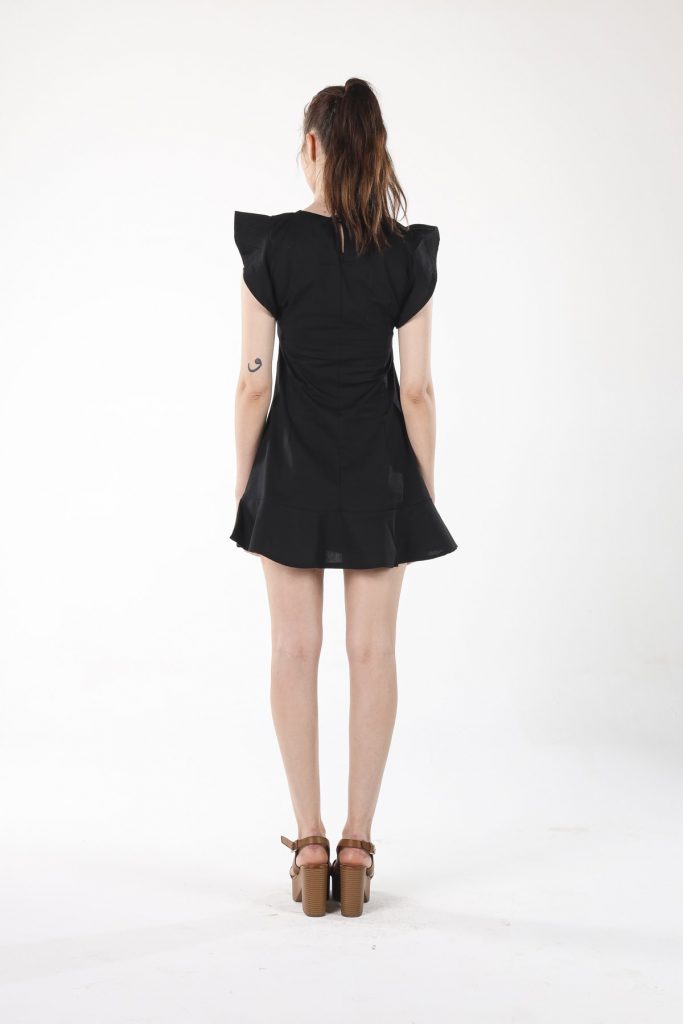 Черное мини-платье с volanami, 100% хлопок, размеры S, M, L, XL, для изысканного стиля — изображение 7