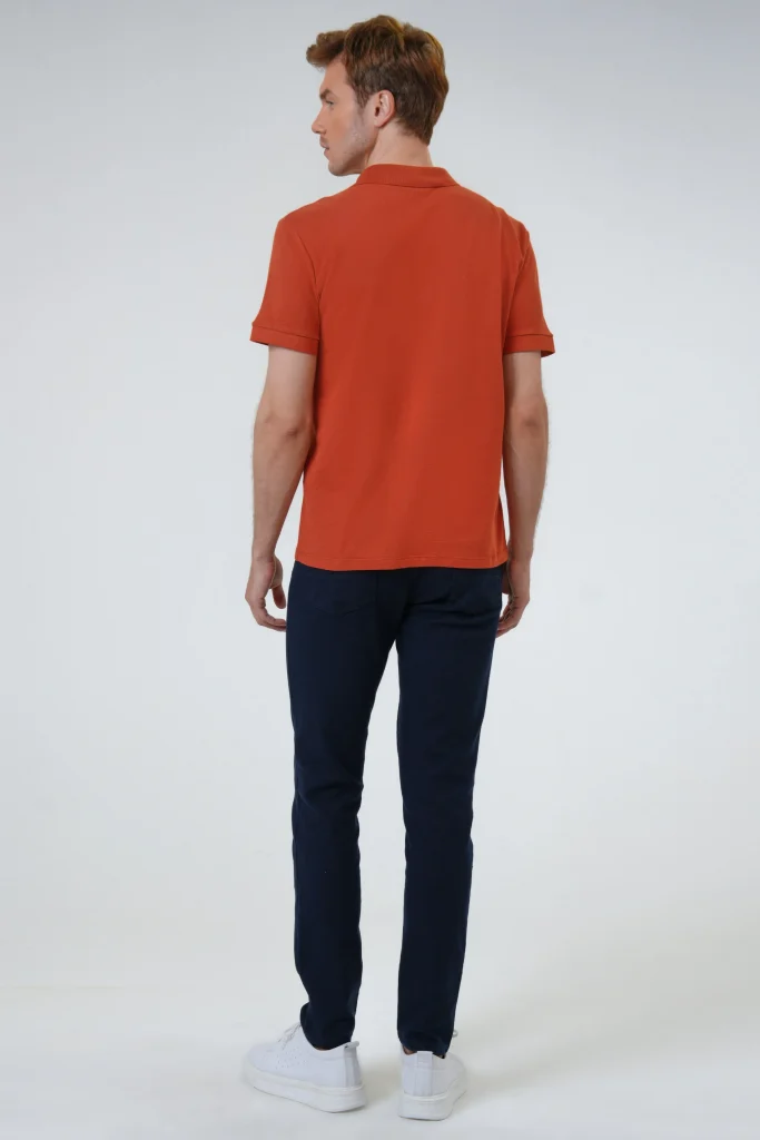 Поло-майка Slim Fit с армированным воротником, 100% хлопок, цвета розовый, размеры XL, M, XXL, производство Турция — изображение 4