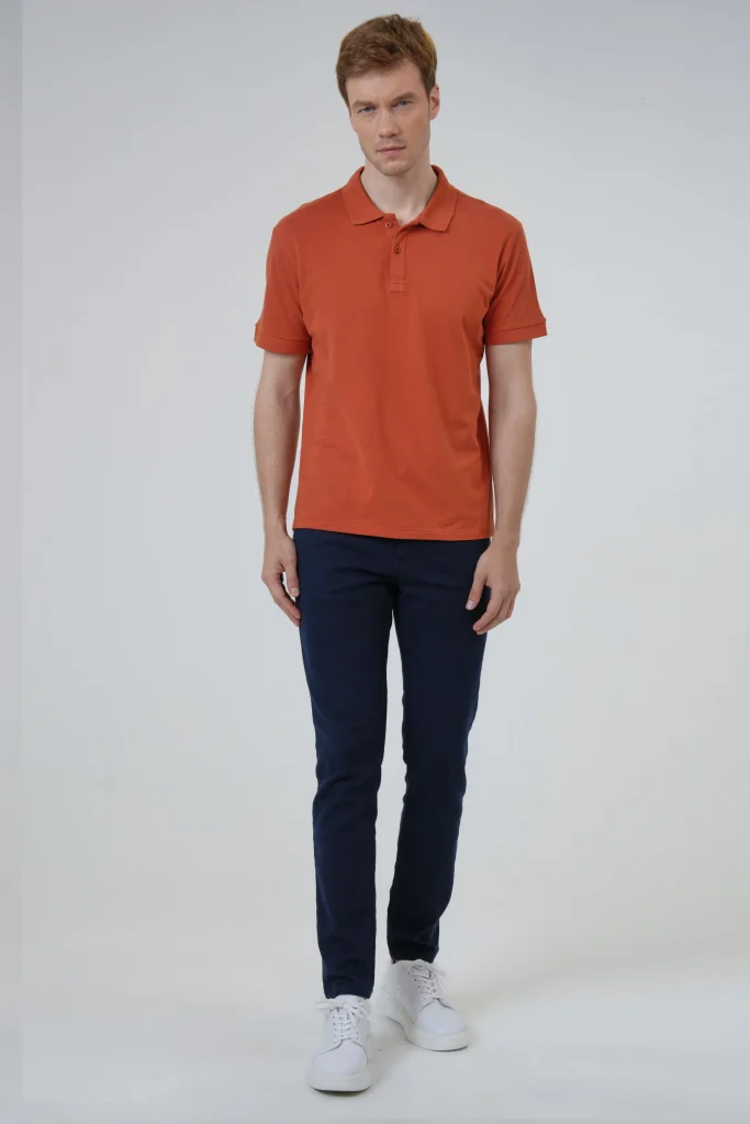 Поло-майка Slim Fit с армированным воротником, 100% хлопок, цвета розовый, размеры XL, M, XXL, производство Турция — изображение 3
