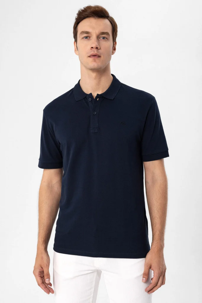 Поло-рубашка slim fit с армированным воротником, 100% хлопок, цвет белый, размеры: M, L, XL, XXL, производство Турция — изображение 2