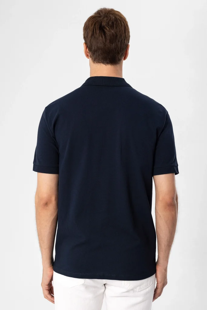 Поло-рубашка slim fit с армированным воротником, 100% хлопок, цвет белый, размеры: M, L, XL, XXL, производство Турция — изображение 6