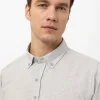 Серый slimfit рубашка с угловыми манжетами, 50% хлопок, 50% полиэстер, для бизнес-кэжуал, модель с кнопками, производство Турция — изображение 4