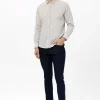 Серый slimfit рубашка с угловыми манжетами, 50% хлопок, 50% полиэстер, для бизнес-кэжуал, модель с кнопками, производство Турция — изображение 2