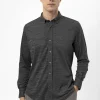 Рубашка с манжетами, модель slim fit, черного цвета, состав: 20% хлопка, 60% полиэстера, 20% вискозы, Турецкое происхождение