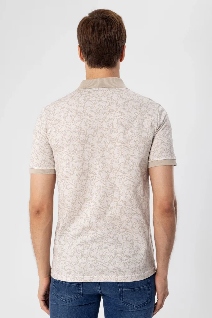 Футболка поло с рисунком, slim fit, 100% хлопок, белая, размер S, турецкое производство — изображение 7