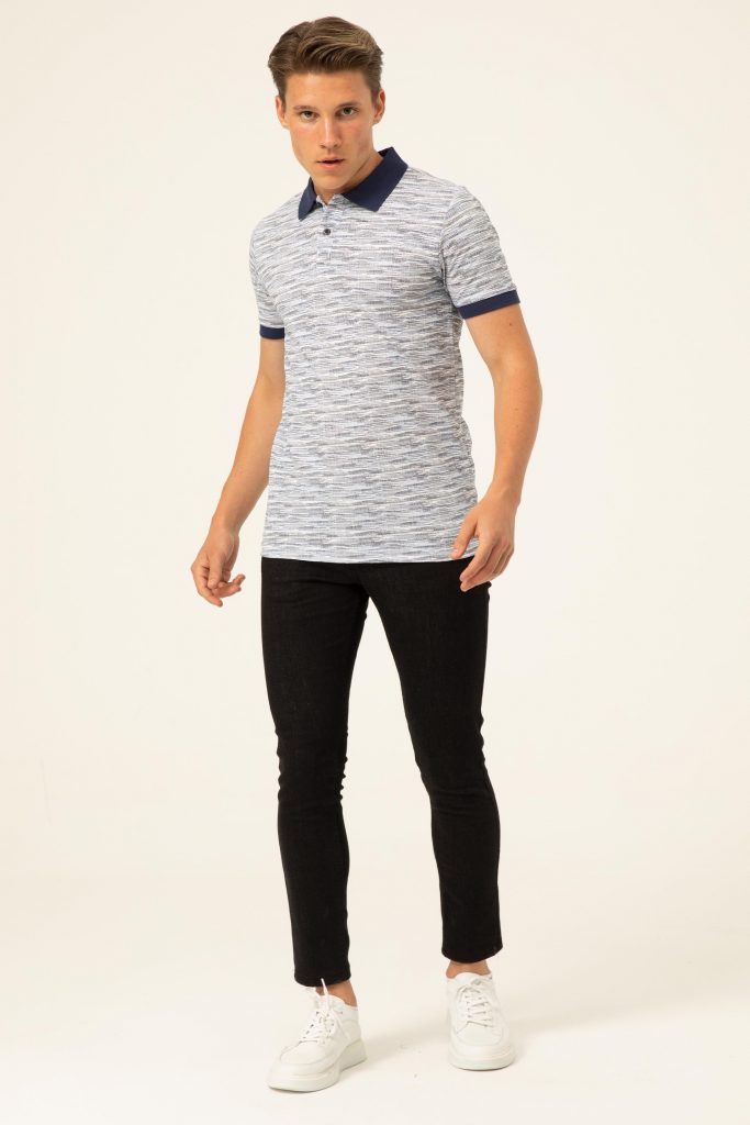 Поло-майка с принтом Slim Fit из 100% хлопка, белая, размер S, Турция — изображение 4
