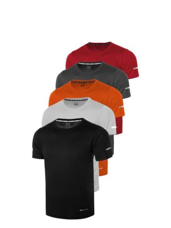 Мужская спортивная футболка DRIFIT-KISAKOL5, техническая, быстросохнущая, 5 штук, размеры XL и M, цвета: черный, серый, оранжевый, дымчатый, красный