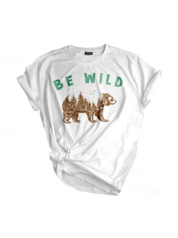 Унисекс футболка с принтом для активного отдыха, стандартный крой, цвет: BE WILD AYI, размеры: XL, 2XL, L, M