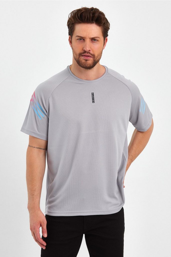 Мужская спортивная футболка Genius Fit, с принтом, из мягкой дышащей ткани, помогает оставаться сухим и прохладным, цвета серый, размеры S, M, L, XL