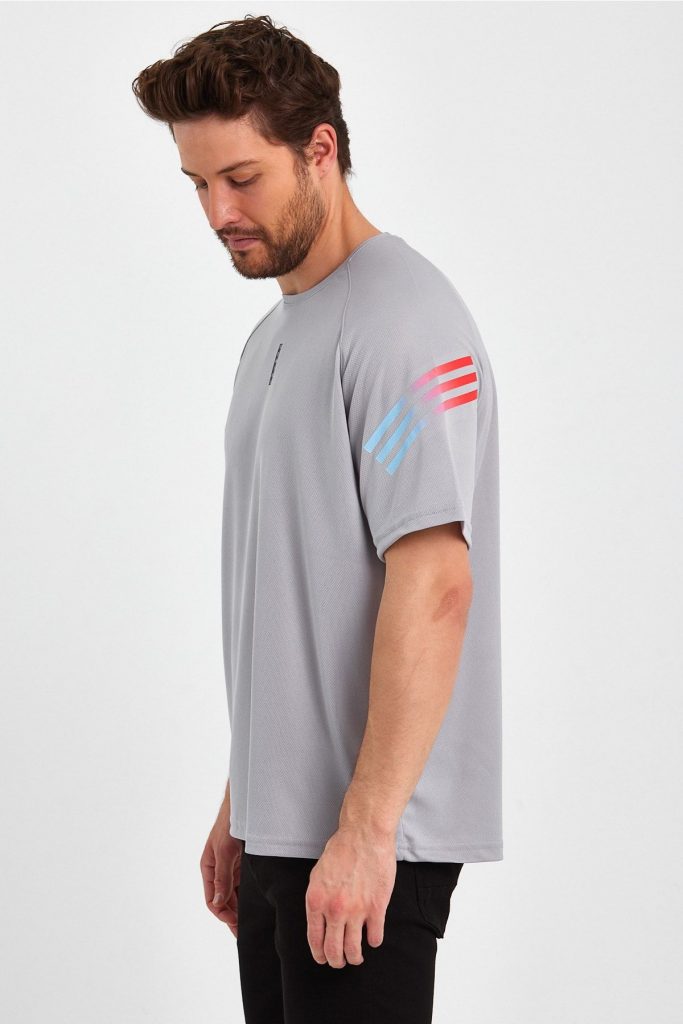 Мужская спортивная футболка Genius Fit, с принтом, из мягкой дышащей ткани, помогает оставаться сухим и прохладным, цвета серый, размеры S, M, L, XL — изображение 3