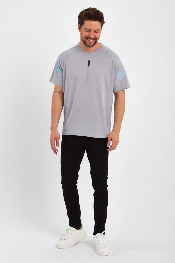 Мужская спортивная футболка Genius Fit, с принтом, из мягкой дышащей ткани, помогает оставаться сухим и прохладным, цвета серый, размеры S, M, L, XL — изображение 2
