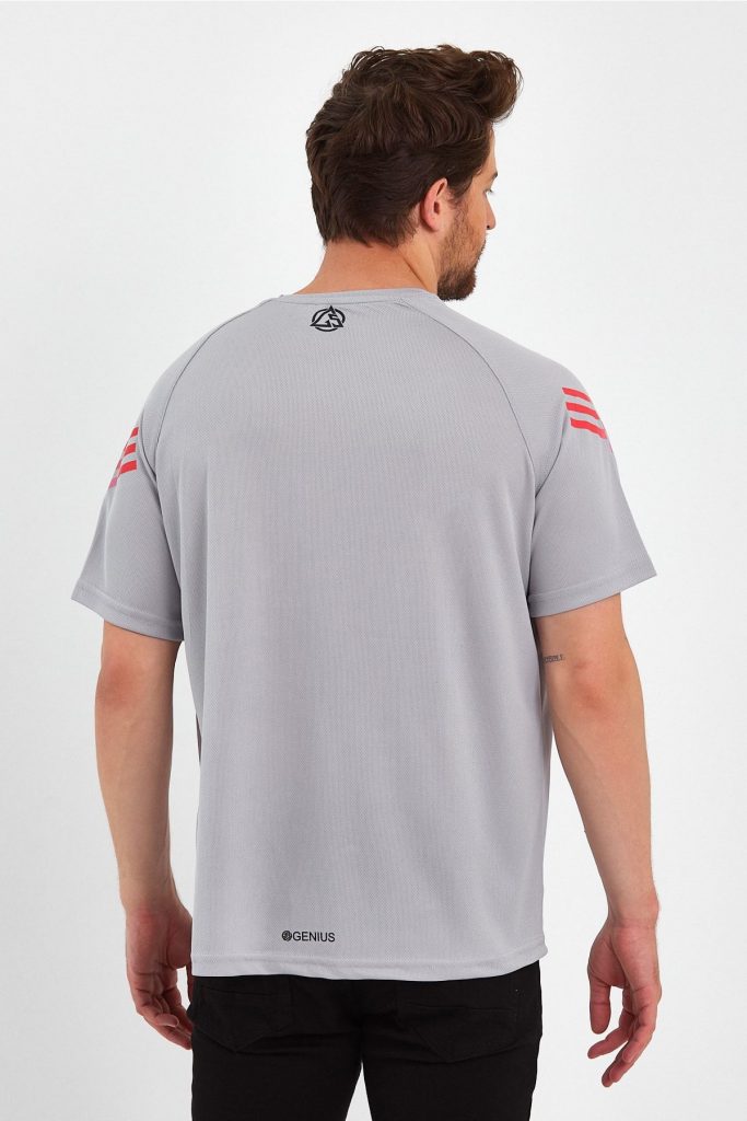 Мужская спортивная футболка Genius Fit, с принтом, из мягкой дышащей ткани, помогает оставаться сухим и прохладным, цвета серый, размеры S, M, L, XL — изображение 5