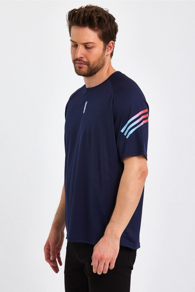 Мужская спортивная футболка Genius Fit с печатью, дышащий материал, поддерживает сухость и прохладу, размер S-XL, цвет: темно-синий — изображение 3