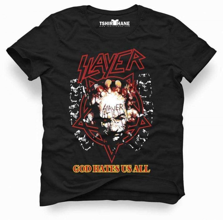 Футболка Slayer God Hates Us All, черная, узкий крой, рок-метал, доступные размеры: XS, S, M, L, XL