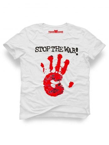 МужскаяSlim Fit футболка с принтом "Stop The War" в белом цвете