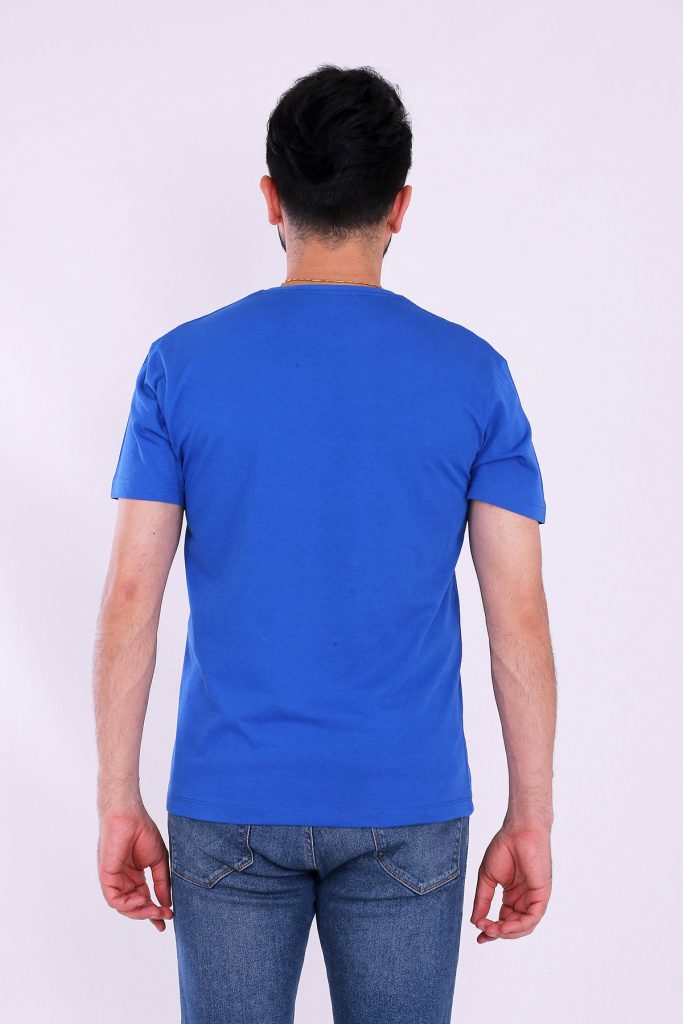 Мужская футболка Slim Fit с коротким рукавом, жёлто-синяя, с подписью Ататюрка, 100% органический хлопок, экосертификация, стильный дизайн — изображение 2