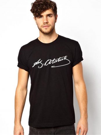 Черная футболка с подписью К. Ататюрка, размеры S, M, L, XL, XS