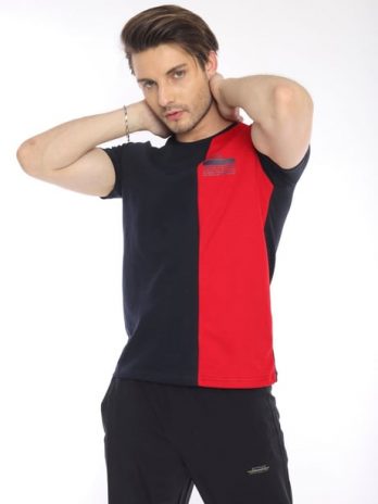 Эскетик темно-синий мужской спортивный T-Shirt из дышащего хлопка, Regular Fit, 100% местное производство, легкий и удобный, 70% хлопок, 30% полиэстер, стильный дизайн
