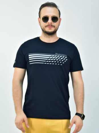 Мужская спортивная футболка Slimfit Escetic, 95% хлопок, дышащий, темно-синяя, стильная и удобная для каждодневного использования