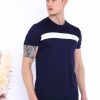 Мужская лаконичная спортивная футболка с круглым вырезом Slimfit из дышащей ткани в темно-синем цвете,Model 0831, 100% местное производство — изображение 2
