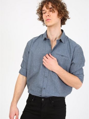 Мужская рубашка EG 1838 СИНЯЯ, 60% ХЛОПОК, 40% ПОЛИЕСТЕР, размеры S-XXL, стильный дизайн, идеальна для джинсов