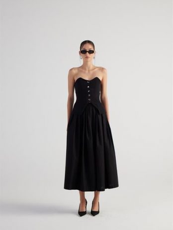 Юбка Markano Olivia черная, модел XS, с поясом, подкладкой и карманами, выполнена из поплиновой ткани, идеальна для элегантного образа
