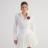 Мини-юбка Markano Lexi белая с эластичным поясом и корсетными деталями из поплина для комфорта и стиля — изображение 3